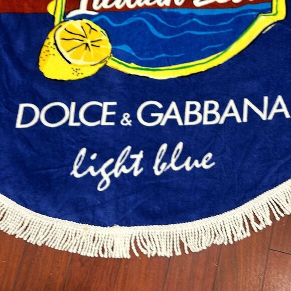 Vintage Dolce & Gabbana Blue Italian Zest Round Beach / Pool  Towel ~ 48" - Picture 3 of 6